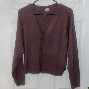never worn!! brown/purple button up sweater